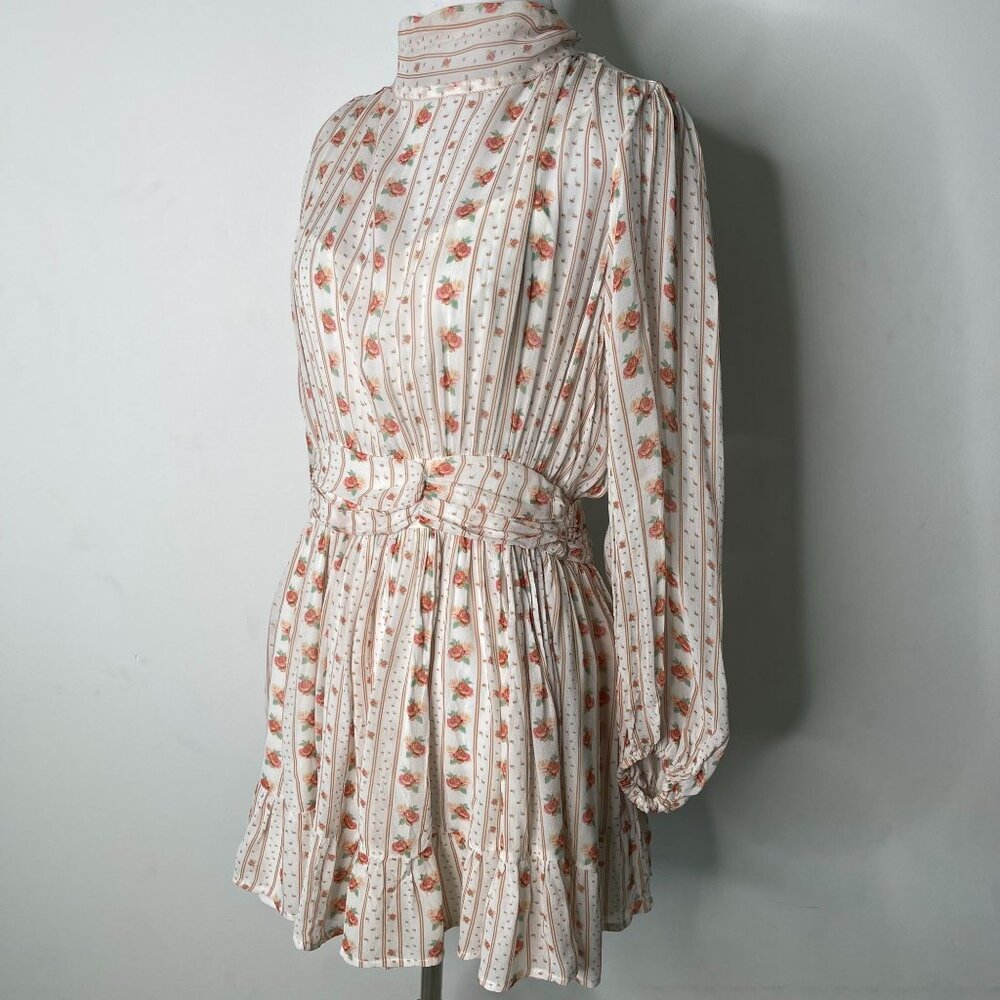 Anthropologie Let Me Be Women's Cream Mock Neck Floral Dress Size Small - Picture 3 of 9